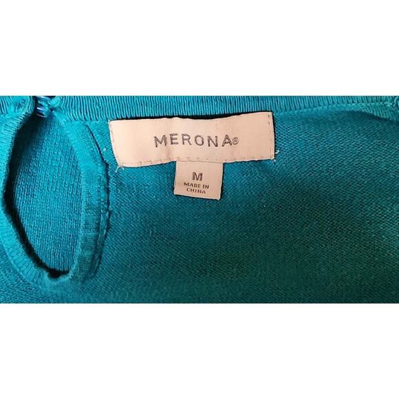 Merona Women's Lightweight Pull Over Aqua Blue Sweater Medium M Long-Sleeve Top - Picture 7 of 7